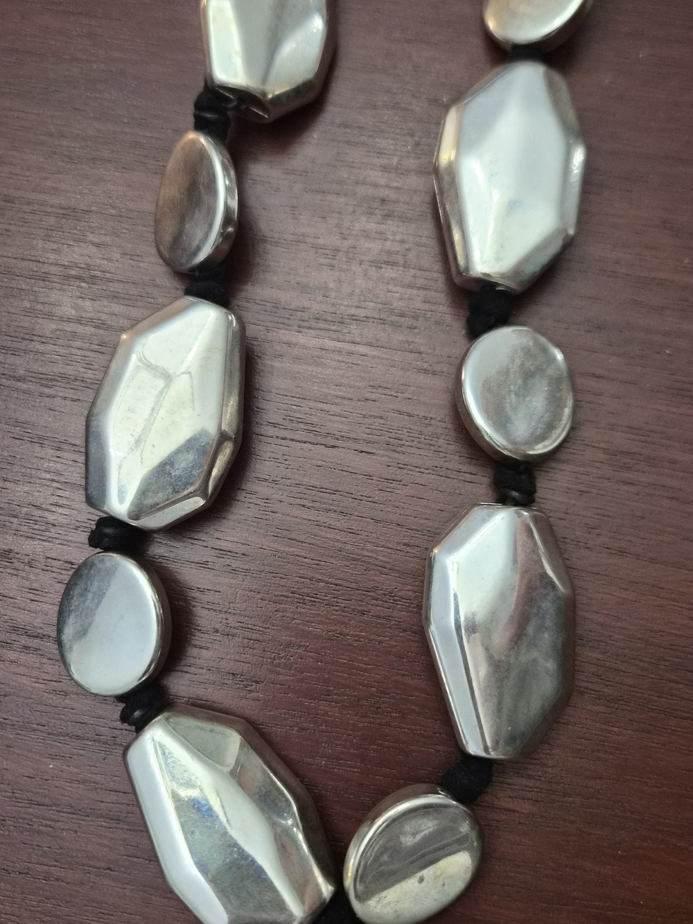 Chico’s Silver Tone Geometric Statement Necklace – Adjustable Modern Style - Picture 8 of 12